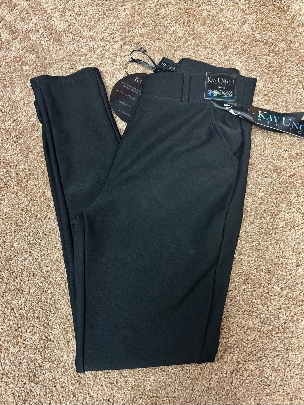 Kay Unger Black Slimming Pull-On Dress Pants